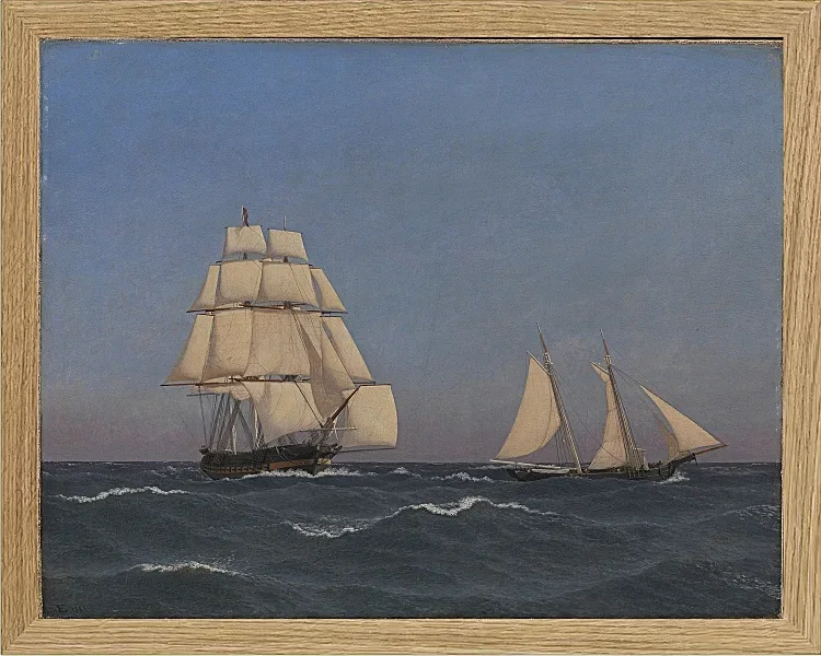 Ein Freibeuter, der eine verfolgende Fregatte segelt - 1845