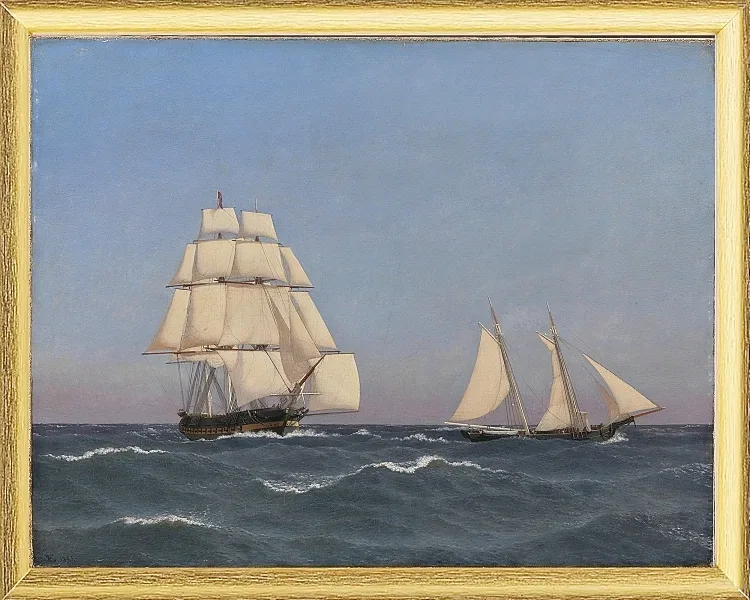 Ein Freibeuter, der eine verfolgende Fregatte segelt - 1845
