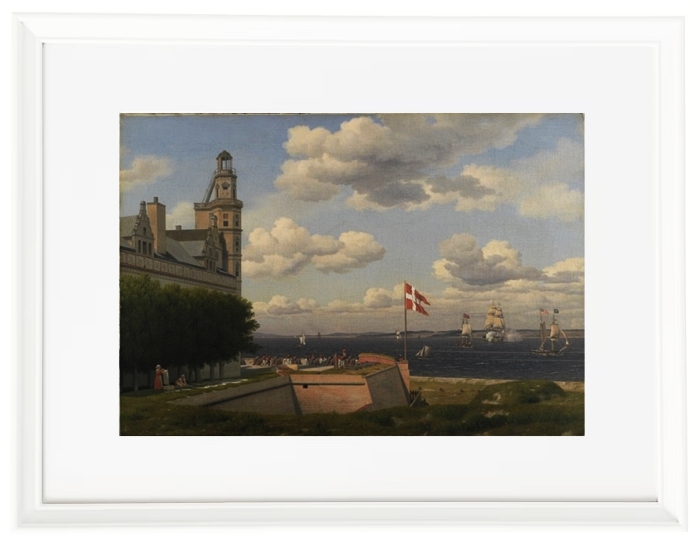 Ein Blick auf die schwedische Küste von den Stadtmauern von Kronborg gegossen - 1829