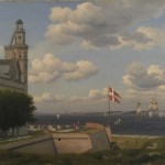 Ein Blick auf die schwedische Küste von den Stadtmauern von Kronborg gegossen - 1829