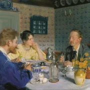 Ein Frühstück. Der Künstler, seine Frau und der Schriftsteller Otto Benzon – 1893