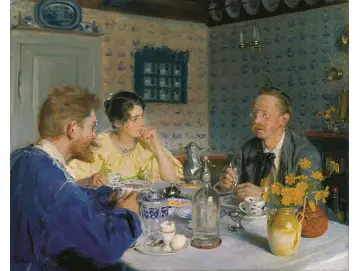 Ein Frühstück. Der Künstler, seine Frau und der Schriftsteller Otto Benzon – 1893