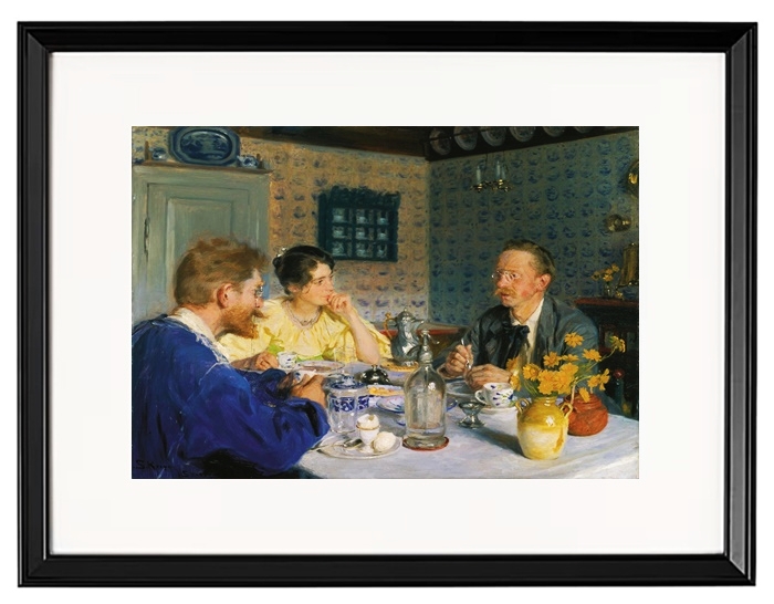 A breakfast. The artist, his wife and the writer Otto Benzon – 1893