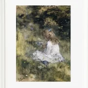 Ein Mädchen mit Blumen im Gras - 1878