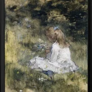 Ein Mädchen mit Blumen im Gras - 1878