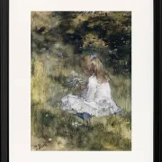 Ein Mädchen mit Blumen im Gras - 1878