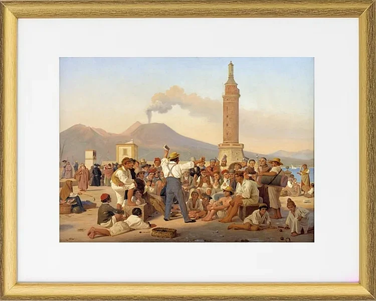 Ein Rezitator von „Furious Orlando“ im Molo, Neapel - 1839