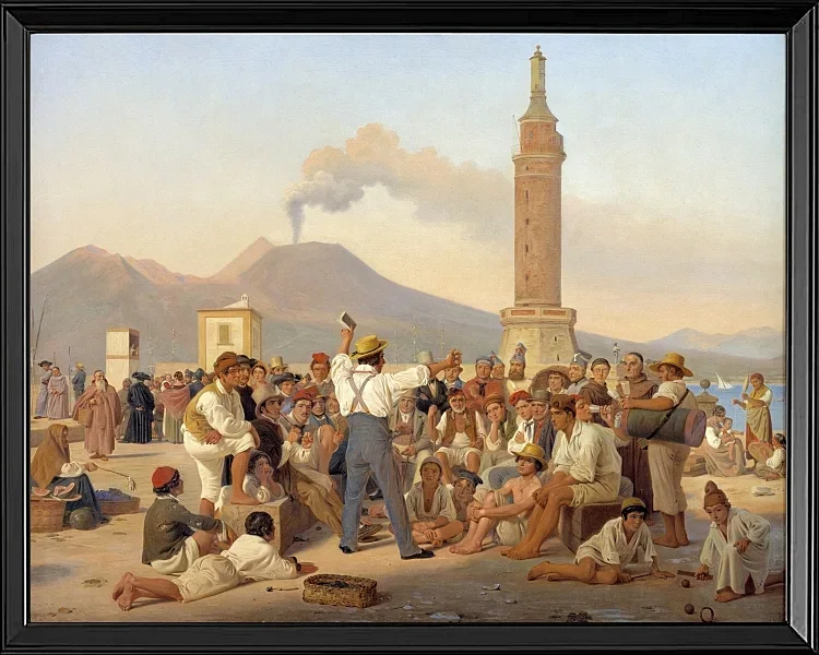 Ein Rezitator von „Furious Orlando“ im Molo, Neapel - 1839