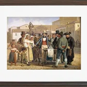 Ein Scharlatan, der Schuhputzcreme auf der Piazza Barberini in Rom verkauft – 1840