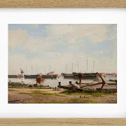 Ein Teil von Nyholm mit dem Kran und einigen Kriegsschiffen – 1826