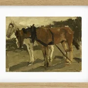 Ein braunes und ein weißes Pferd in Scheveningen - 1880