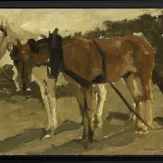 Ein braunes und ein weißes Pferd in Scheveningen - 1880