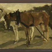 Ein braunes und ein weißes Pferd in Scheveningen - 1880