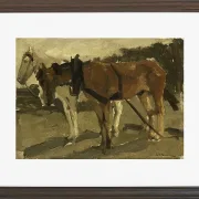 Ein braunes und ein weißes Pferd in Scheveningen - 1880