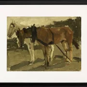 Ein braunes und ein weißes Pferd in Scheveningen - 1880