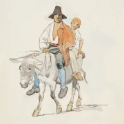 Johan Lundbye – Ein italienischer Bauer mit seinem Sohn 1846 | Giclée Kunstdruck gerahmt