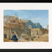 Ein kleiner Junge sitzt auf einer Mauer und blickt auf Capri – 1850