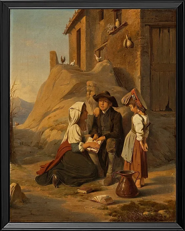 Ein junger Abbate rezitiert seiner Schwester seine Lektion – 1838