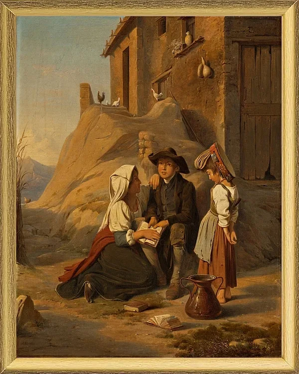 Ein junger Abbate rezitiert seiner Schwester seine Lektion – 1838