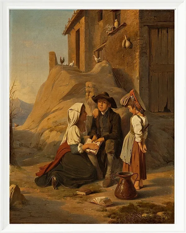 Ein junger Abbate rezitiert seiner Schwester seine Lektion – 1838