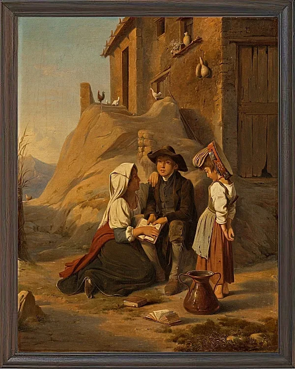 Ein junger Abbate rezitiert seiner Schwester seine Lektion – 1838