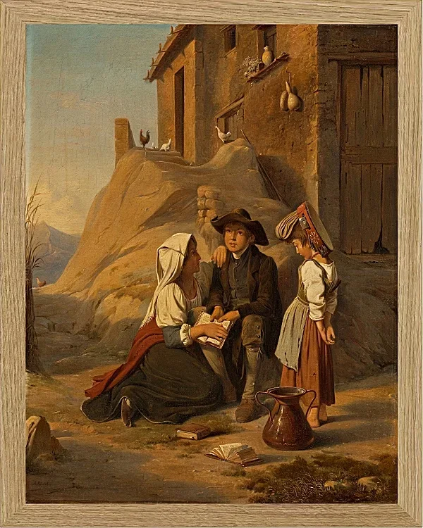 Ein junger Abbate rezitiert seiner Schwester seine Lektion – 1838