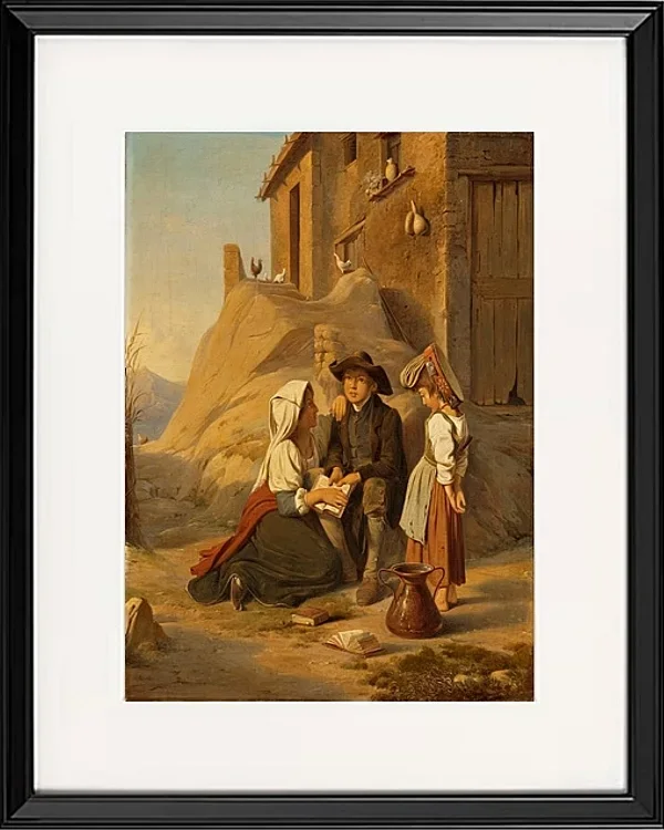 Ein junger Abbate rezitiert seiner Schwester seine Lektion – 1838