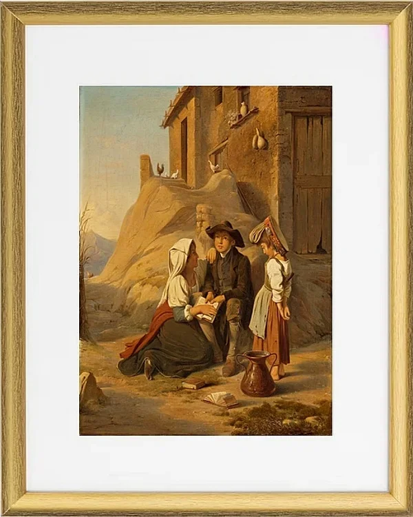 Ein junger Abbate rezitiert seiner Schwester seine Lektion – 1838