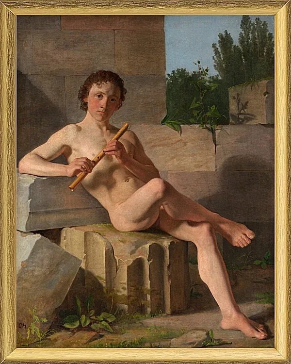 Ein männliches Modell, das Flöte spielt – 1826