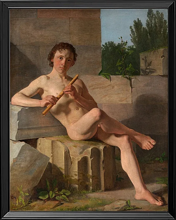 Ein männliches Modell, das Flöte spielt – 1826