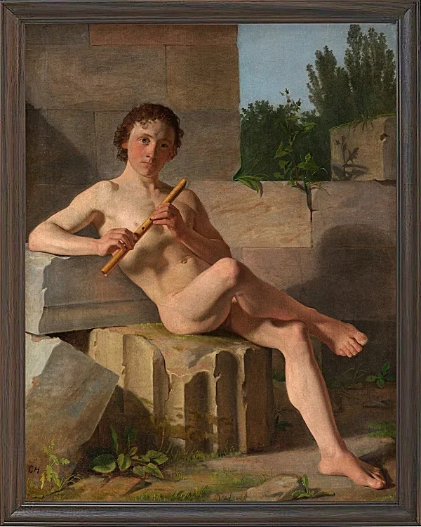 Ein männliches Modell, das Flöte spielt – 1826