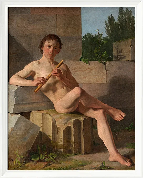 Ein männliches Modell, das Flöte spielt – 1826