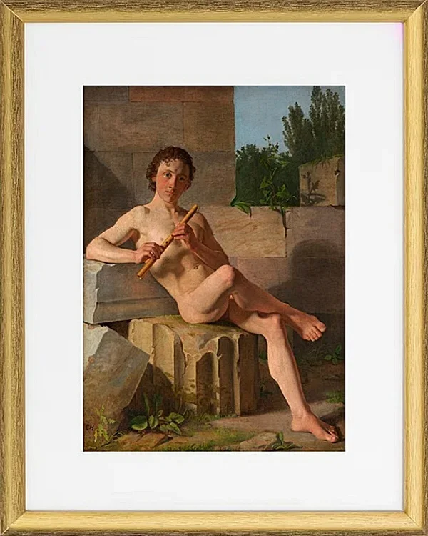 Ein männliches Modell, das Flöte spielt – 1826