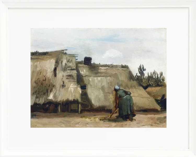 En bondekone graver foran sit hus - 1885