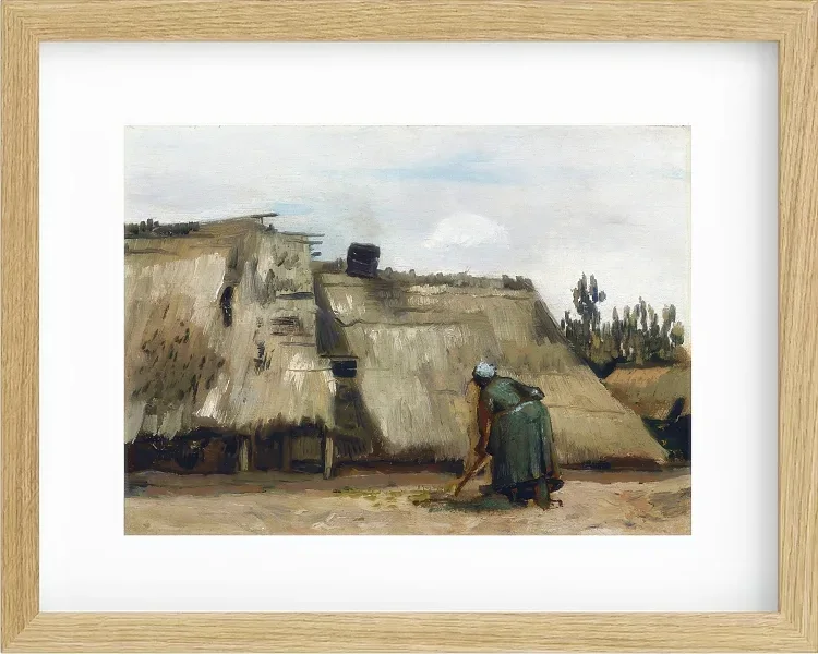 En bondekone graver foran sit hus - 1885