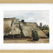 En bondekone graver foran sit hus - 1885