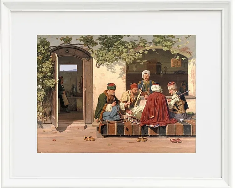 Eine Gruppe Schachspieler vor einem türkischen Kaffeehaus – 1845