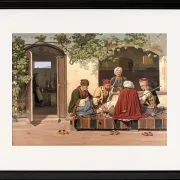 Eine Gruppe Schachspieler vor einem türkischen Kaffeehaus – 1845