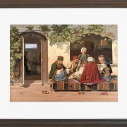 Eine Gruppe Schachspieler vor einem türkischen Kaffeehaus – 1845