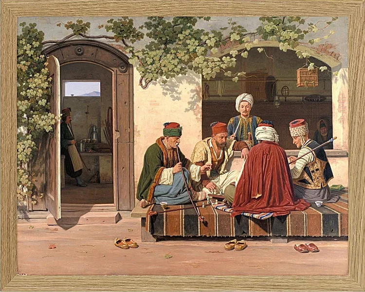 Eine Gruppe Schachspieler vor einem türkischen Kaffeehaus – 1845