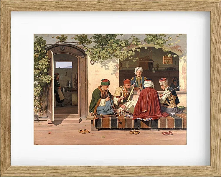 Eine Gruppe Schachspieler vor einem türkischen Kaffeehaus – 1845