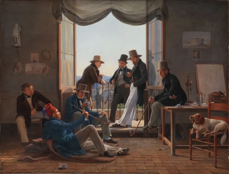 Constantin Hansen –  Eine Gruppe dänischer Künstler in Rom 1837 | Giclée Kunstdruck gerahmt