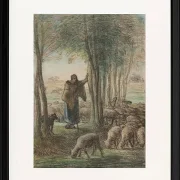 Eine Hirtin und ihre Herde im Schatten der Bäume - 1854