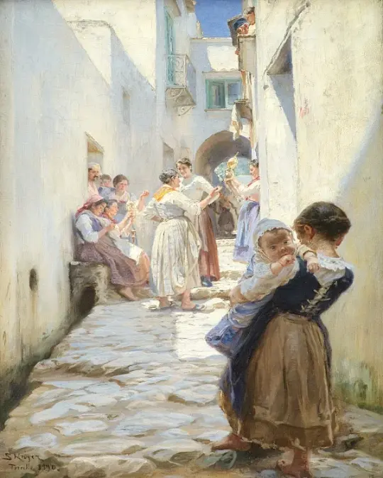 Eine Straße in Torello, Italien – 1890