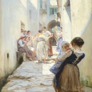 Eine Straße in Torello, Italien – 1890