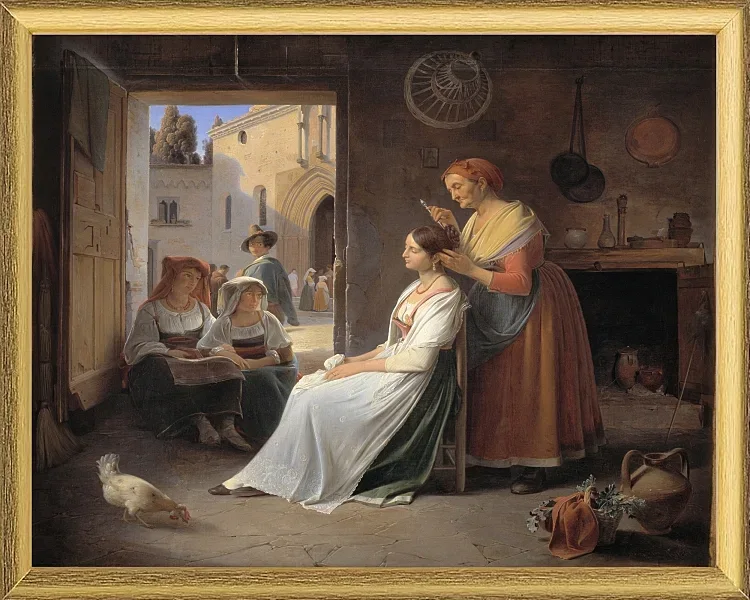 En ung italiensk kvinde bliver udsmykket af sin mor - 1835