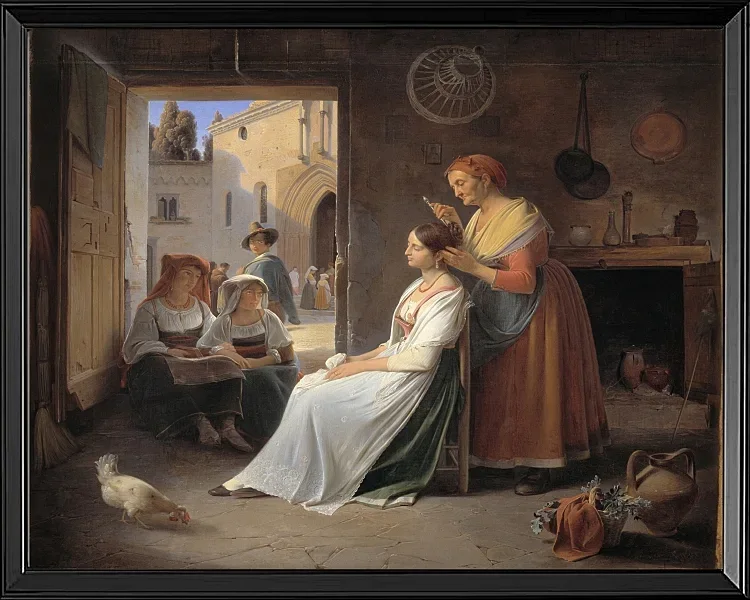 En ung italiensk kvinde bliver udsmykket af sin mor - 1835