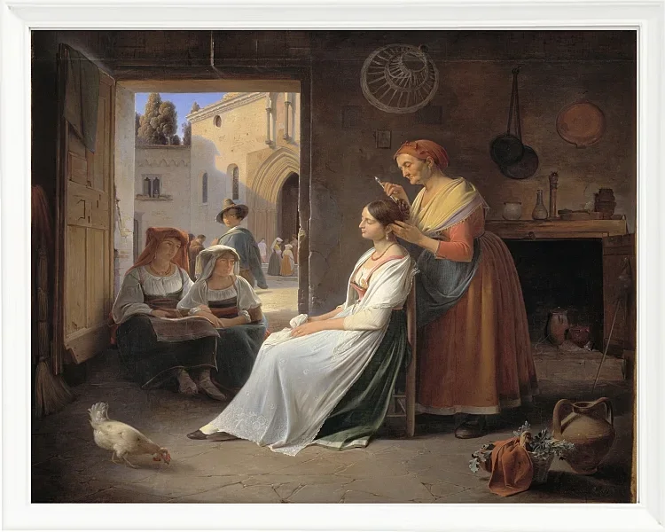 En ung italiensk kvinde bliver udsmykket af sin mor - 1835