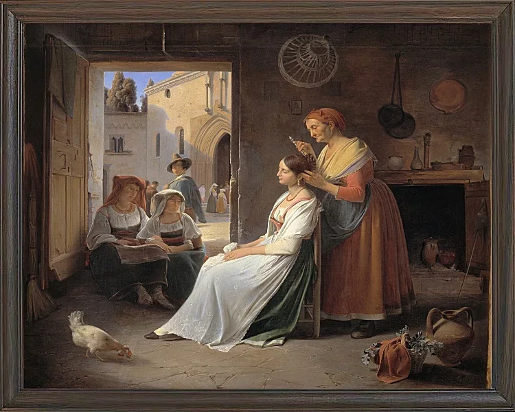 En ung italiensk kvinde bliver udsmykket af sin mor - 1835