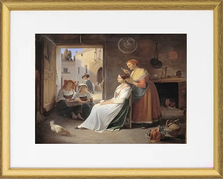 En ung italiensk kvinde bliver udsmykket af sin mor - 1835